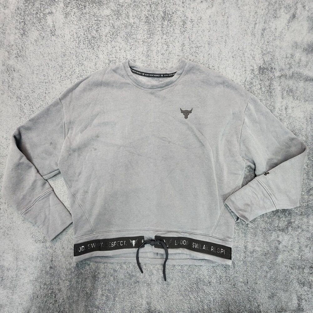 Under Armour Project Rock Women’s Grey Sweater Crew Neck Sweatshirt Size M - Picture 1 of 11